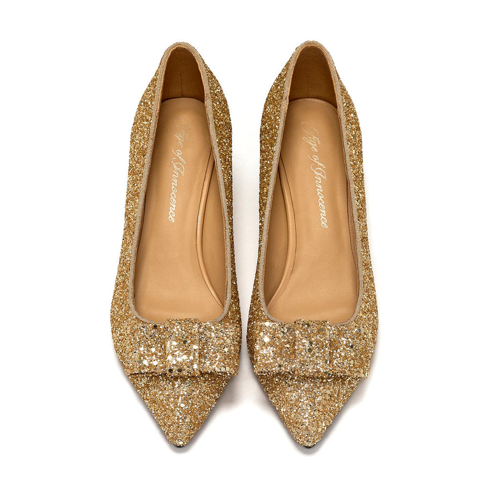 Jacqueline Glitter Gold Shoes by Age of Innocence