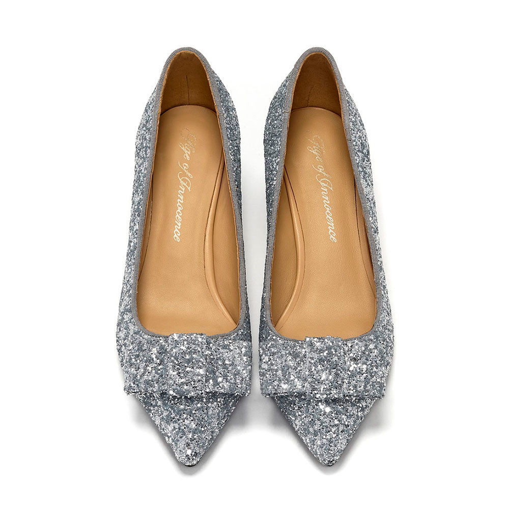 Jacqueline Glitter Silver Shoes by Age of Innocence