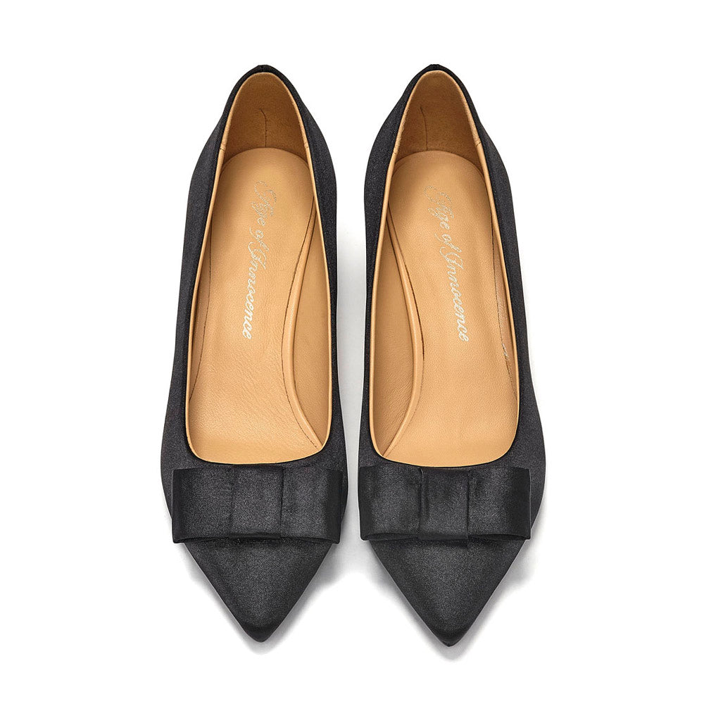 Jacqueline Satin Black Shoes by Age of Innocence