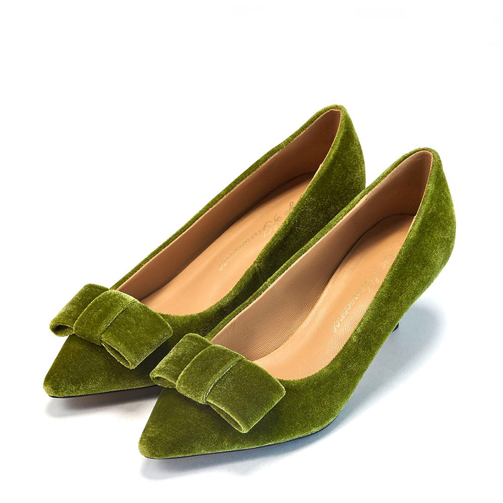 Jacqueline Velvet Green Shoes by Age of Innocence