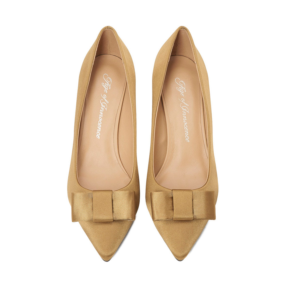 Jacqueline Satin Mustard Shoes by Age of Innocence