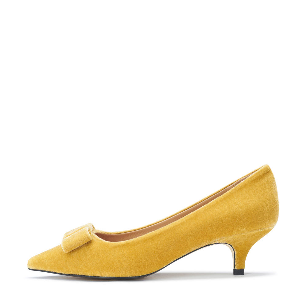 Jacqueline Velvet Mustard Shoes by Age of Innocence