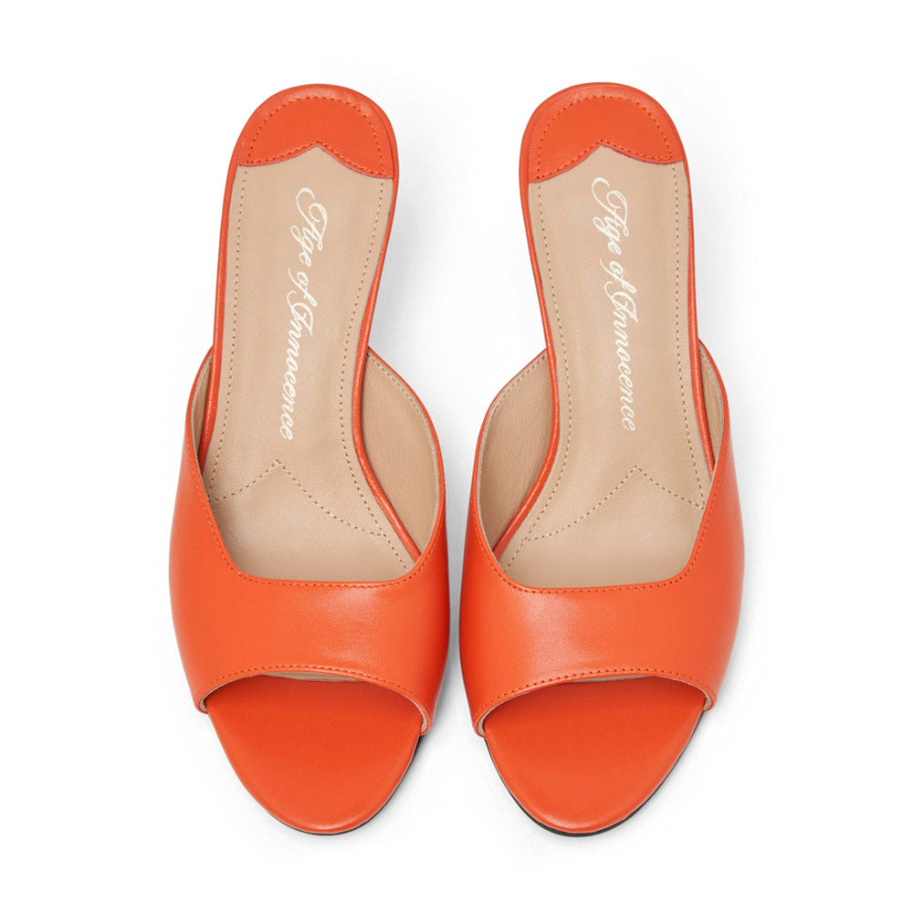 Felicity Leather Orange Mules by Age of Innocence