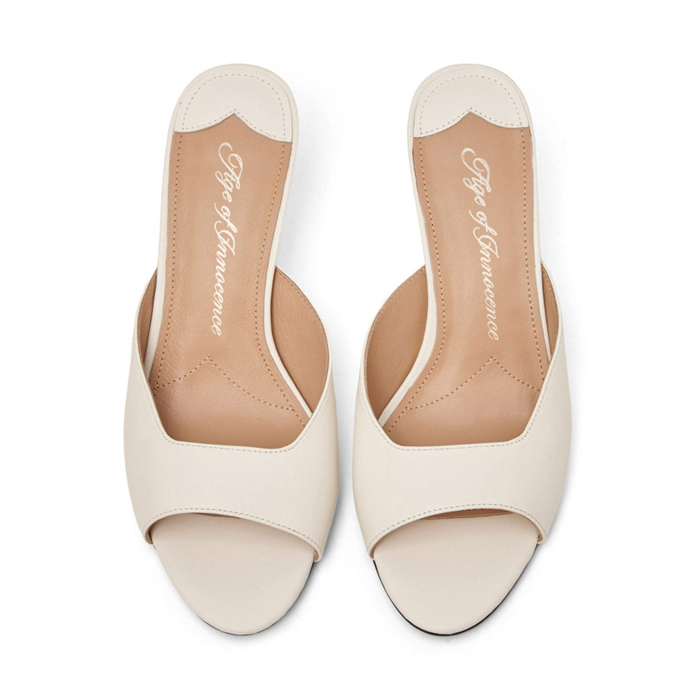 Felicity Leather White Mules Mules Age of Innocence Women