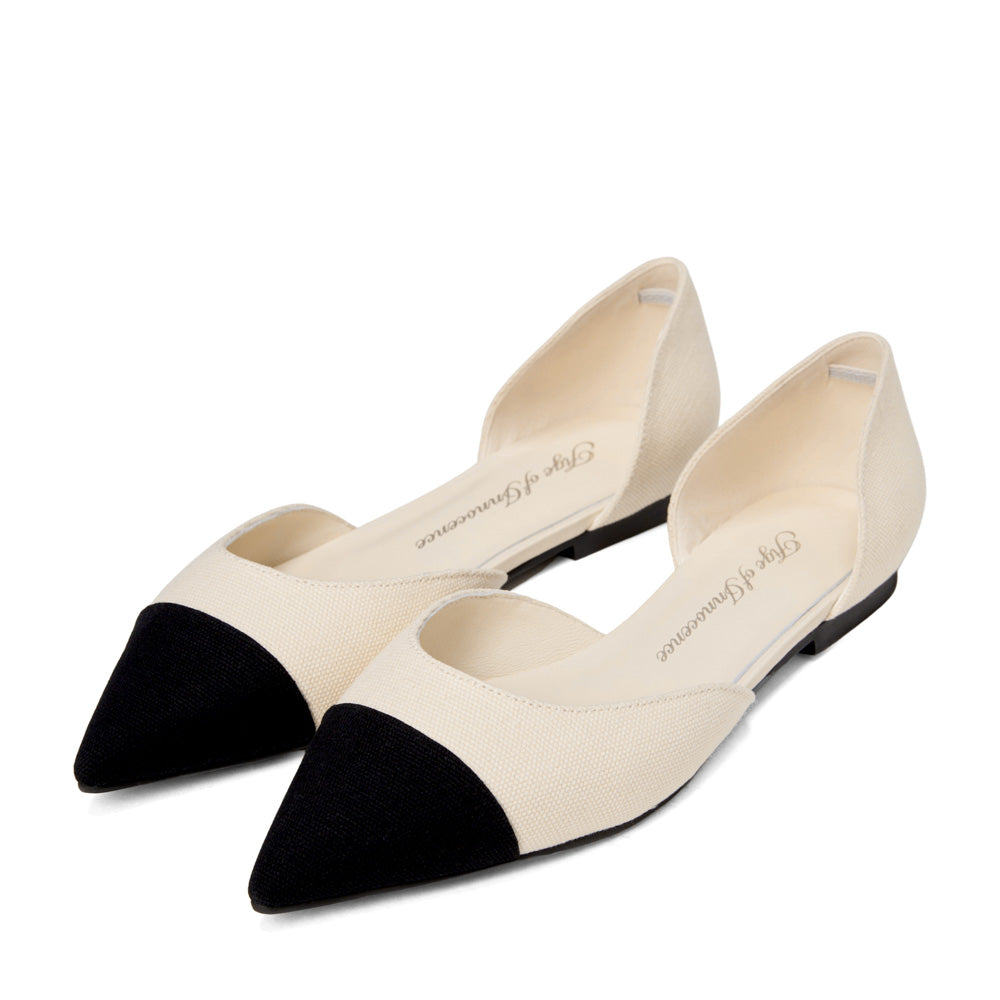 Sandra Canvas White/Black Flats Shoes Age of Innocence Women
