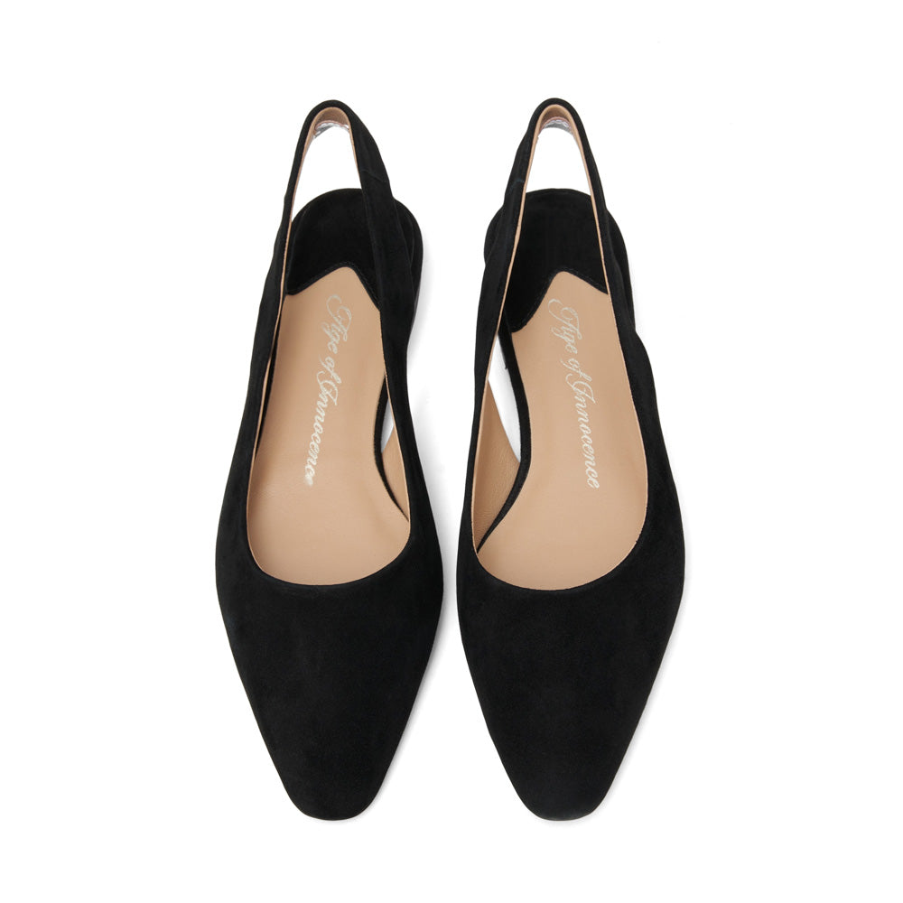 Remi Suede Black Flats Shoes Age of Innocence Women