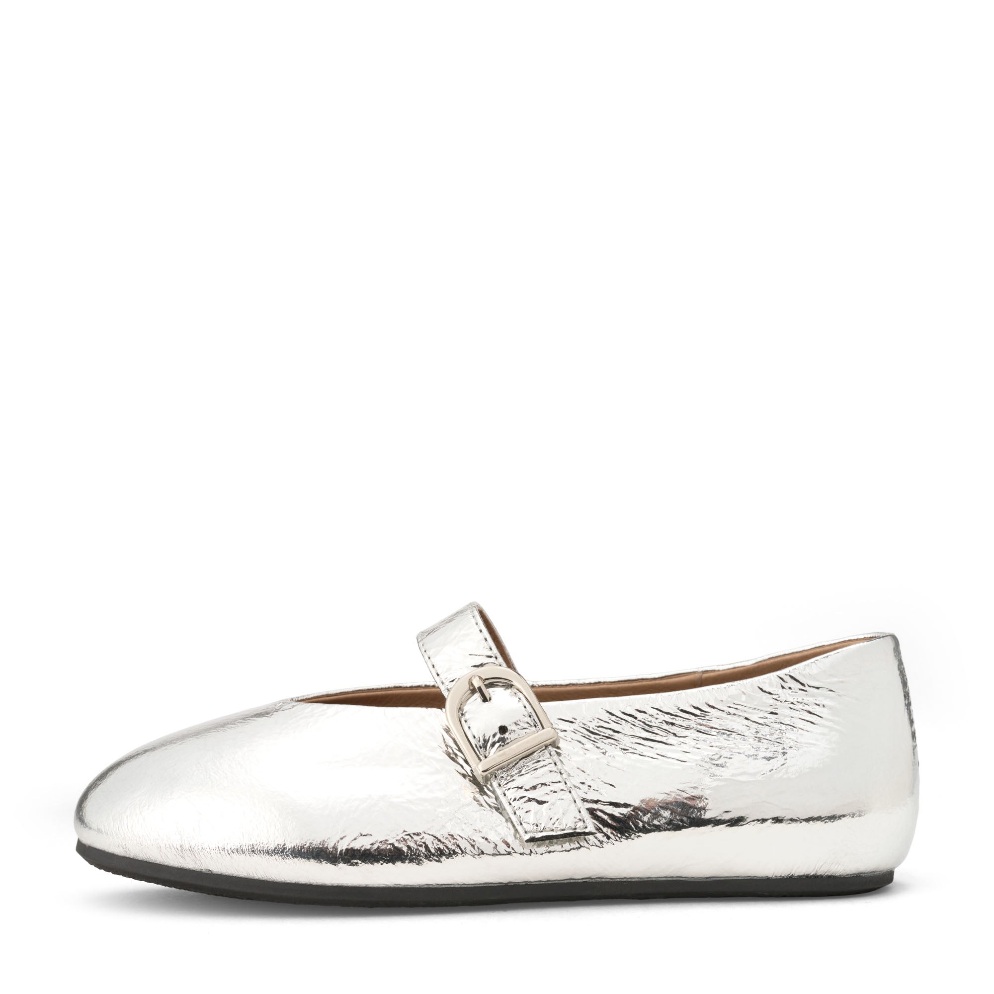 Sydney Leather Silver Flats Shoes Age of Innocence