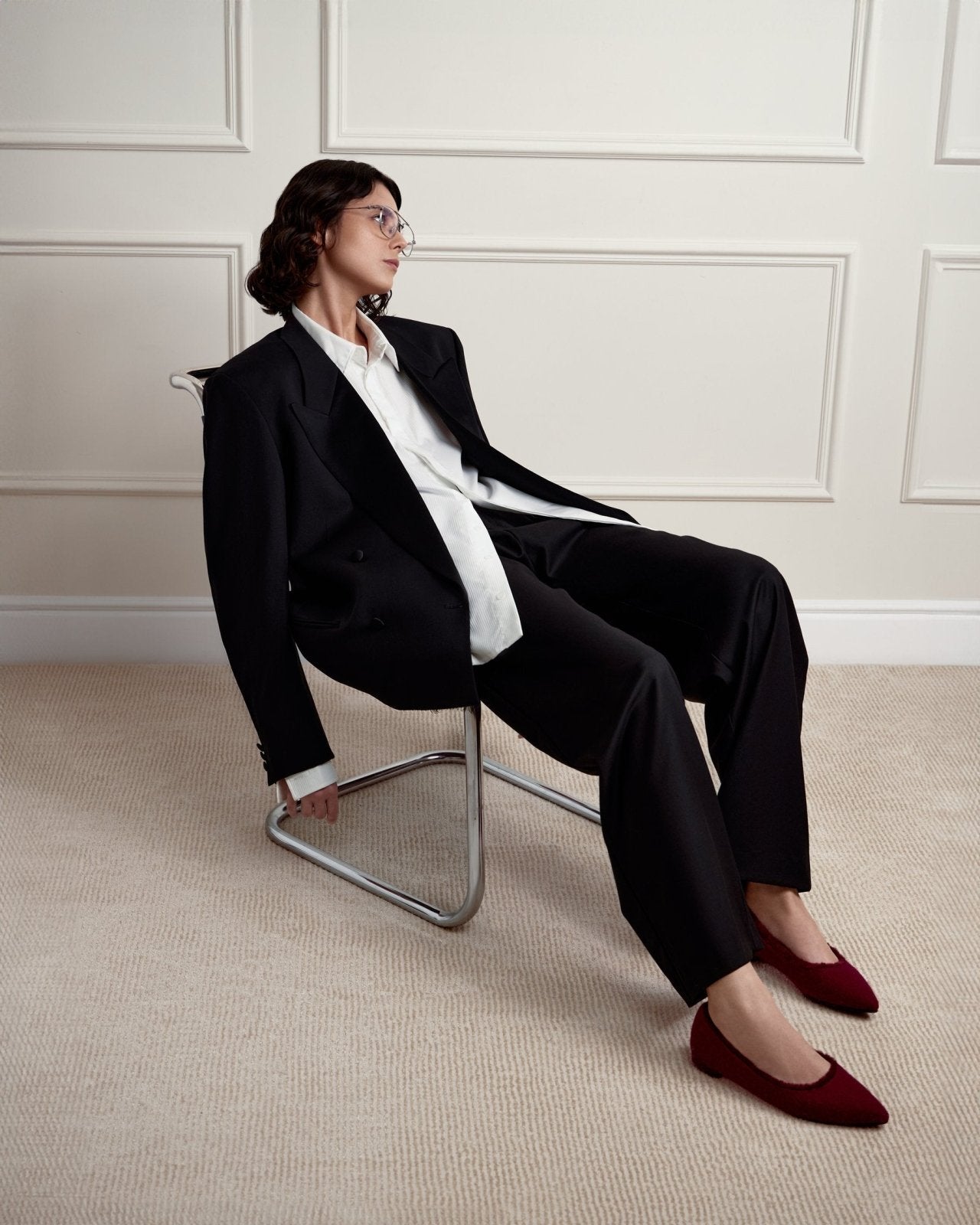 Anais Wool Burgundy Flats Shoes Age of Innocence Women