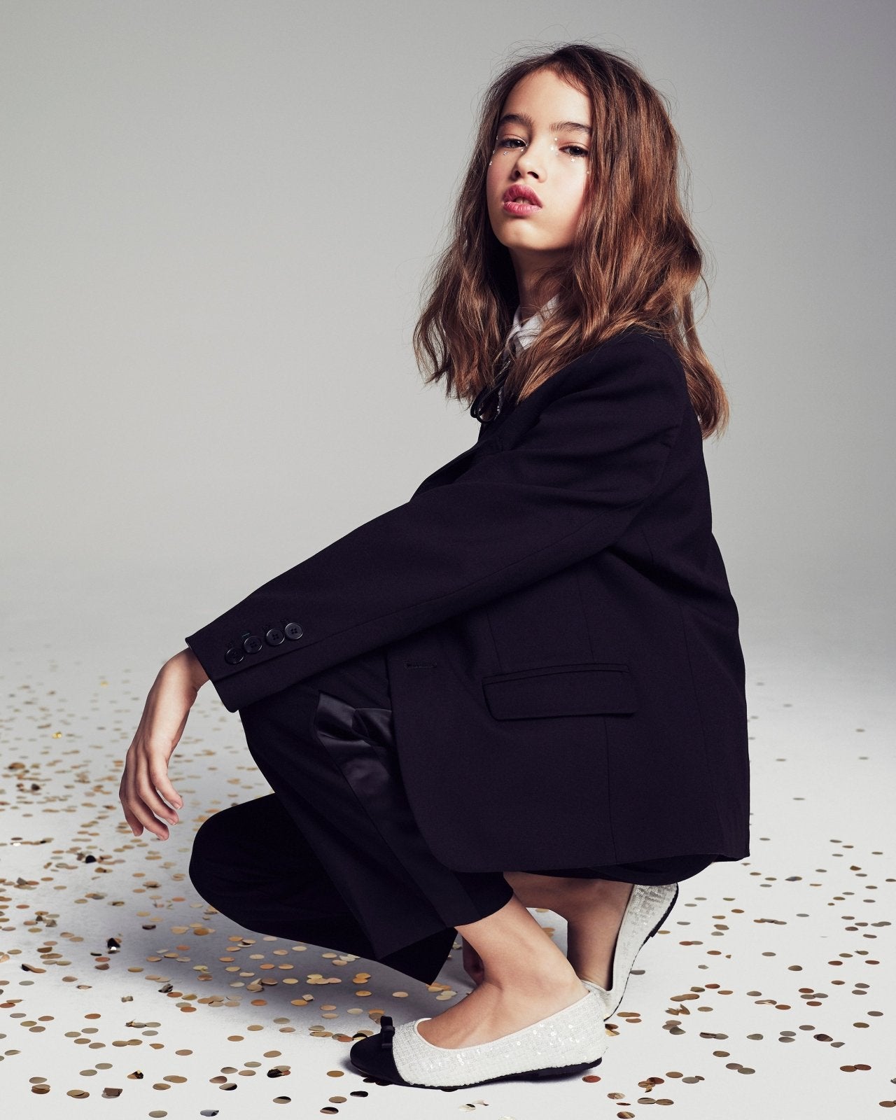 Angelina White/Black Flats Shoes Age of Innocence