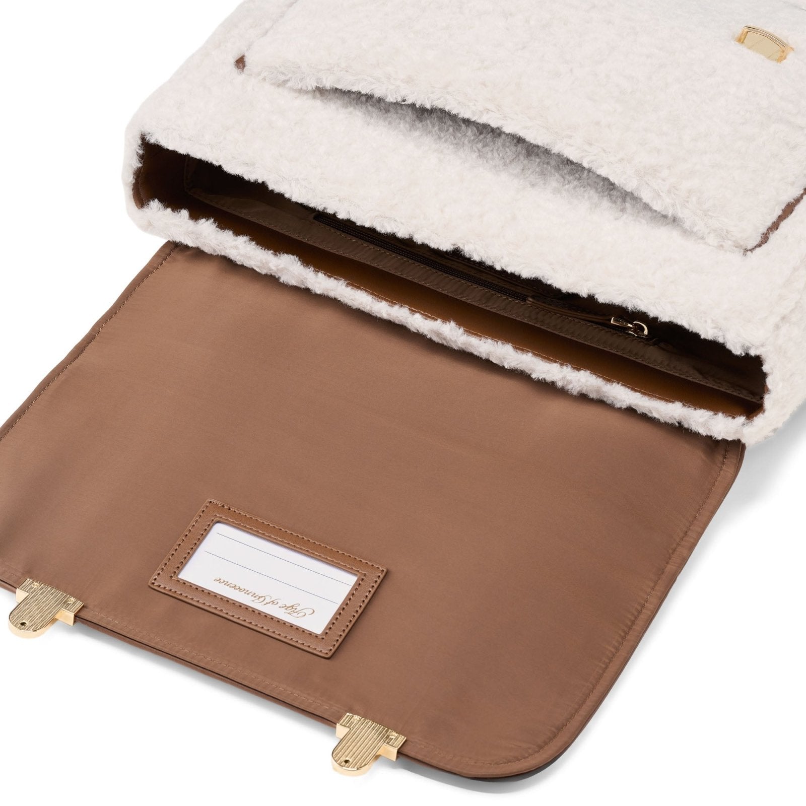 designer Boston Shearling White/Camel Schoolbag for girls by Age of Innocence