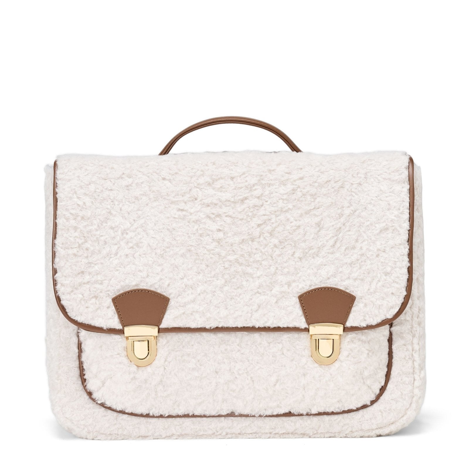 designer Boston Shearling White/Camel Schoolbag for girls by Age of Innocence