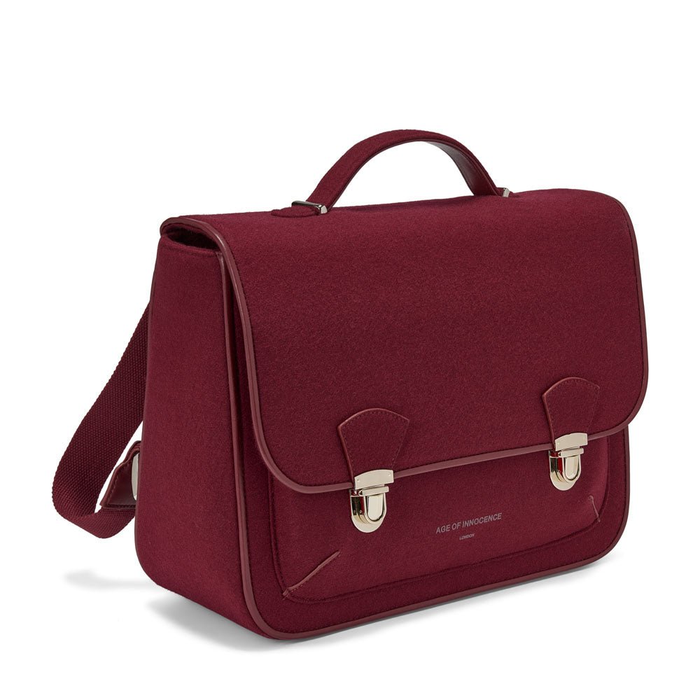 Boston Wool Burgundy Schoolbag Schoolbag Age of Innocence