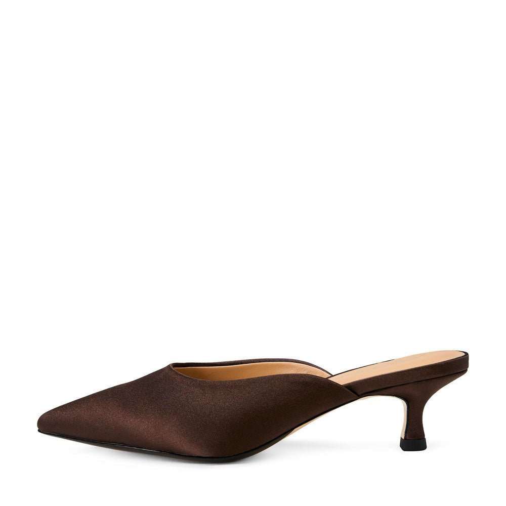 Brenda Satin Brown Mules Mules Age of Innocence Women
