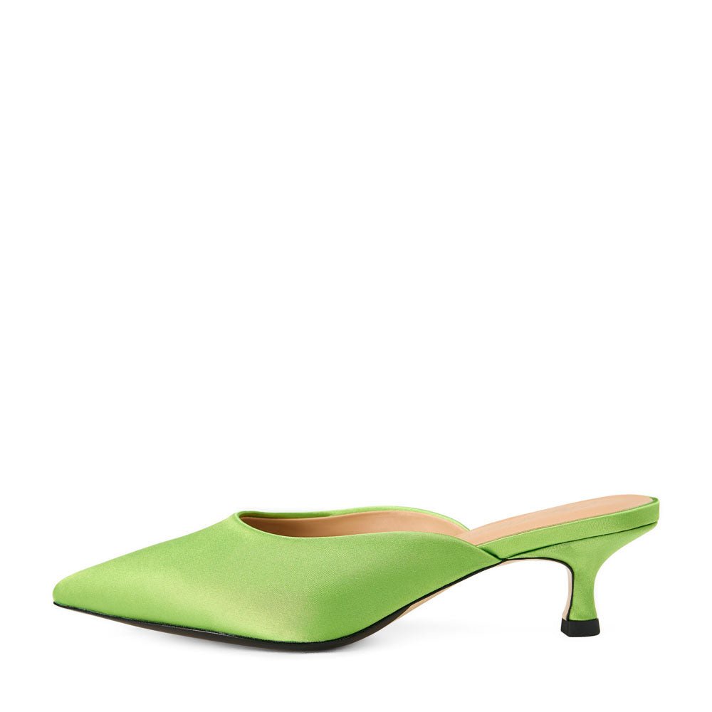 Brenda Satin Green Mules Mules Age of Innocence Women