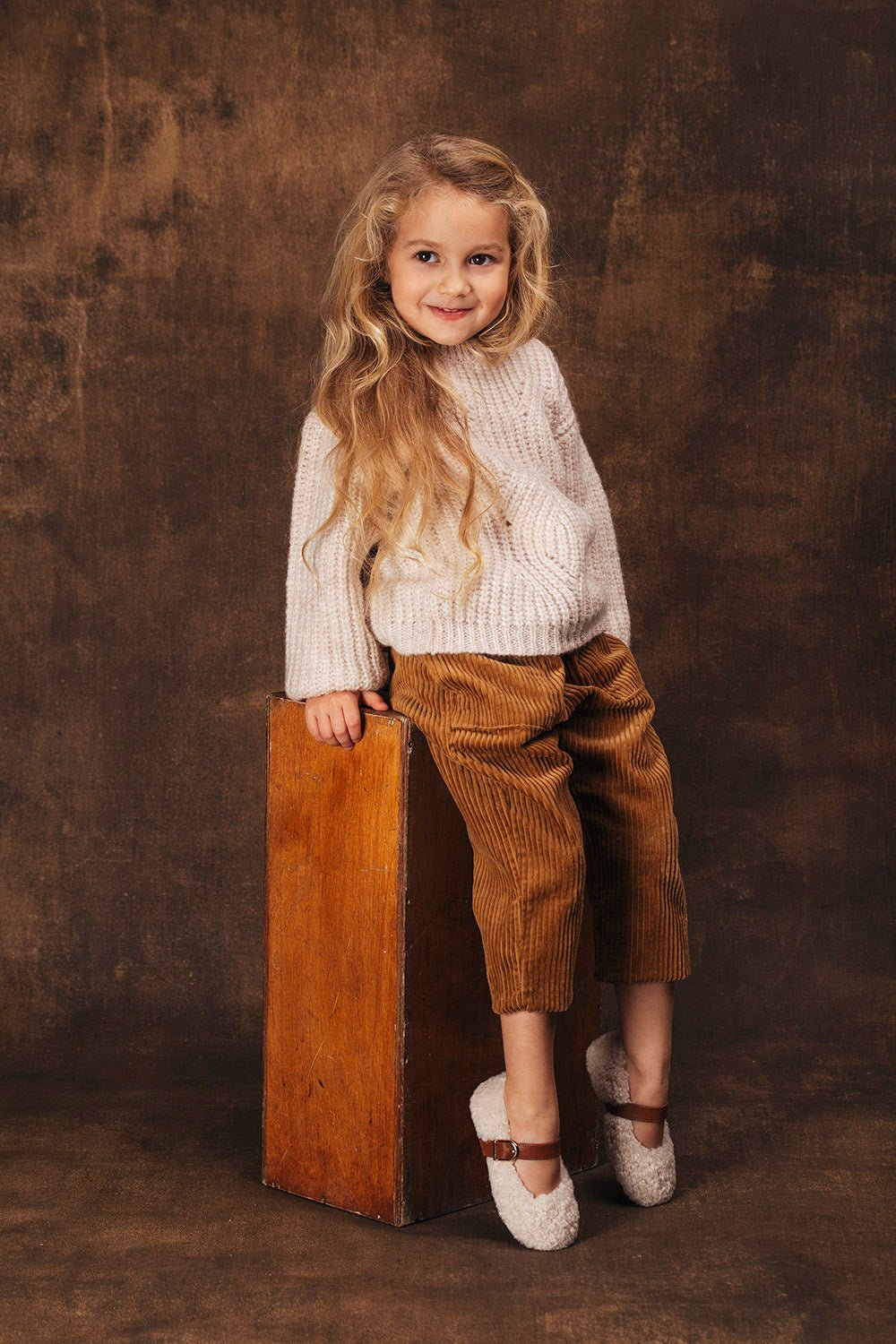 designer Buffy Milk/Camel Shoes for girls by Age of Innocence