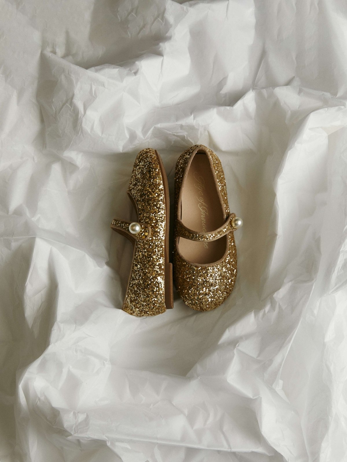 Elin Glitter Gold Shoes by Age of Innocence