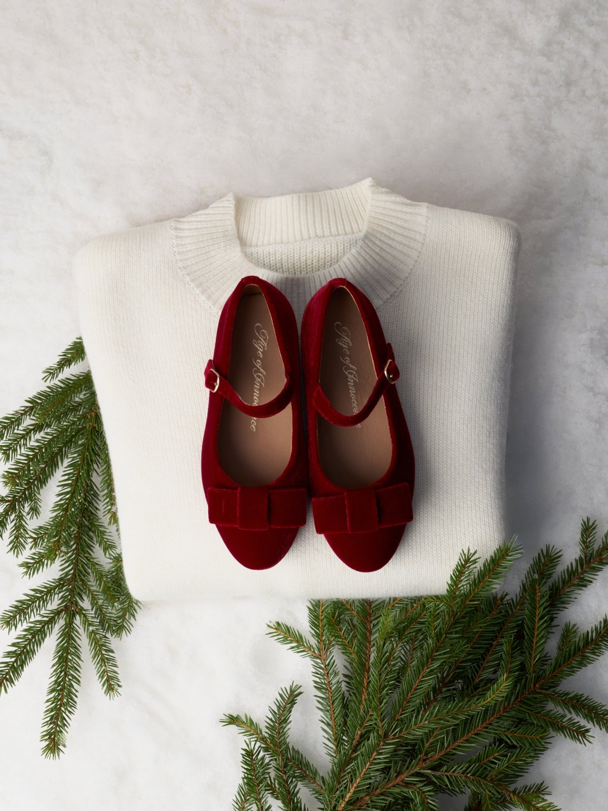 designer Ellen Velvet Red Shoes for girls by Age of Innocence