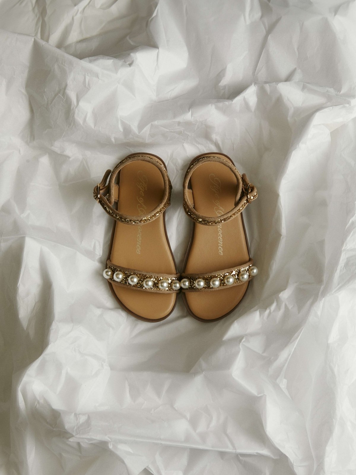 Fleur Glitter Gold Sandals by Age of Innocence