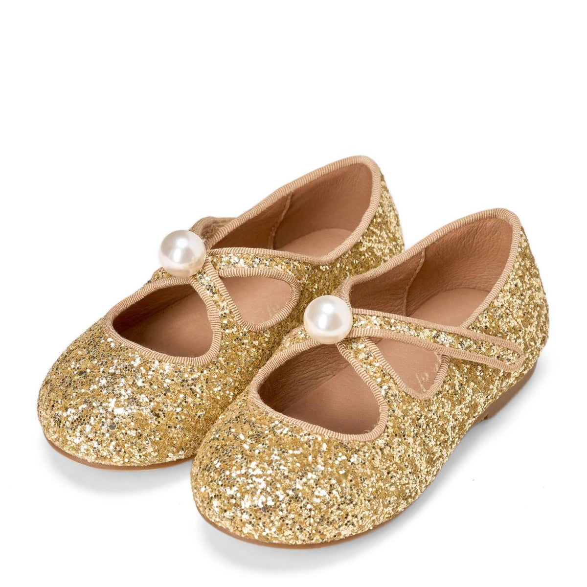 designer Kristen Glitter Gold Shoes for girls by Age of Innocence