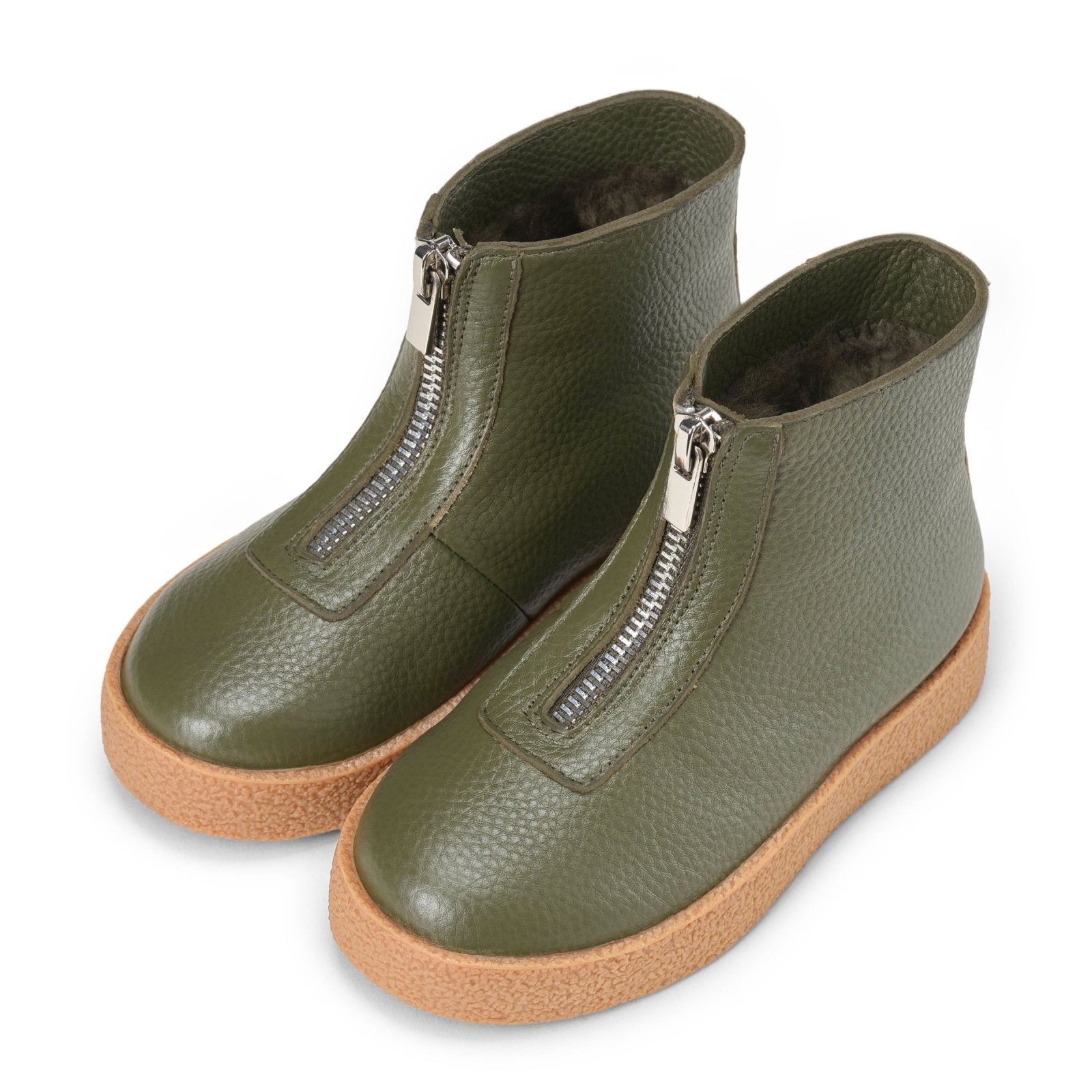 designer Leah Leather Khaki Boots for girls by Age of Innocence