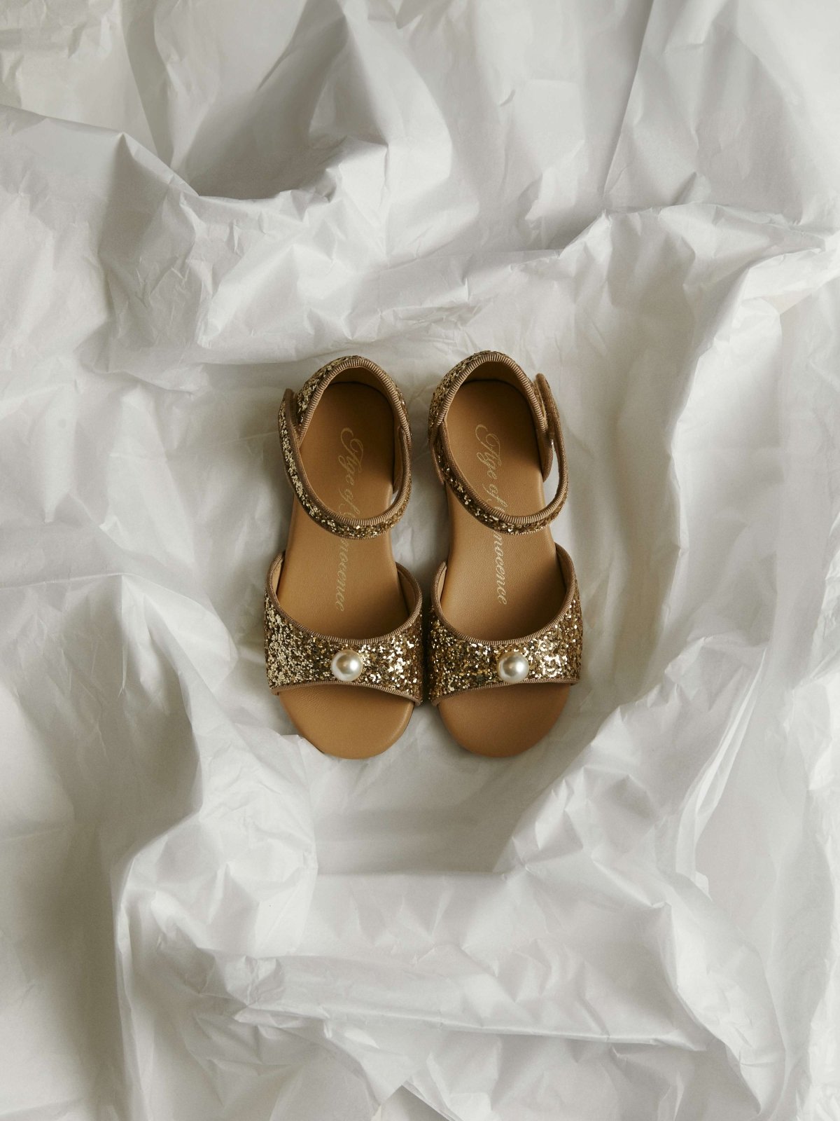 Mila Glitter Gold Sandals by Age of Innocence