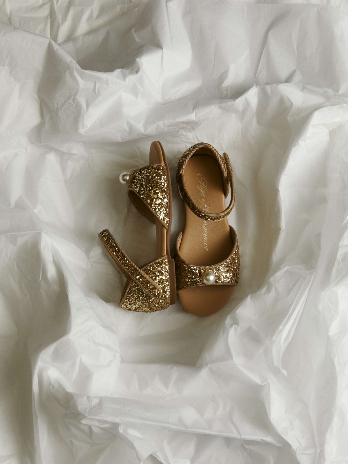 Mila Glitter Gold Sandals by Age of Innocence