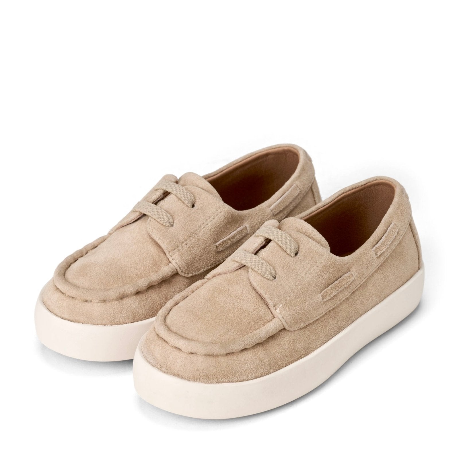 Saxon Light beige loafers — side view