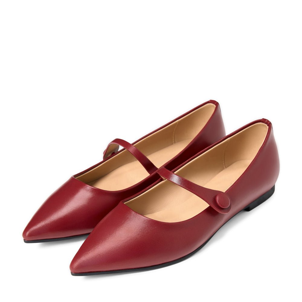 Thea Leather Burgundy Flats Shoes Age of Innocence Women