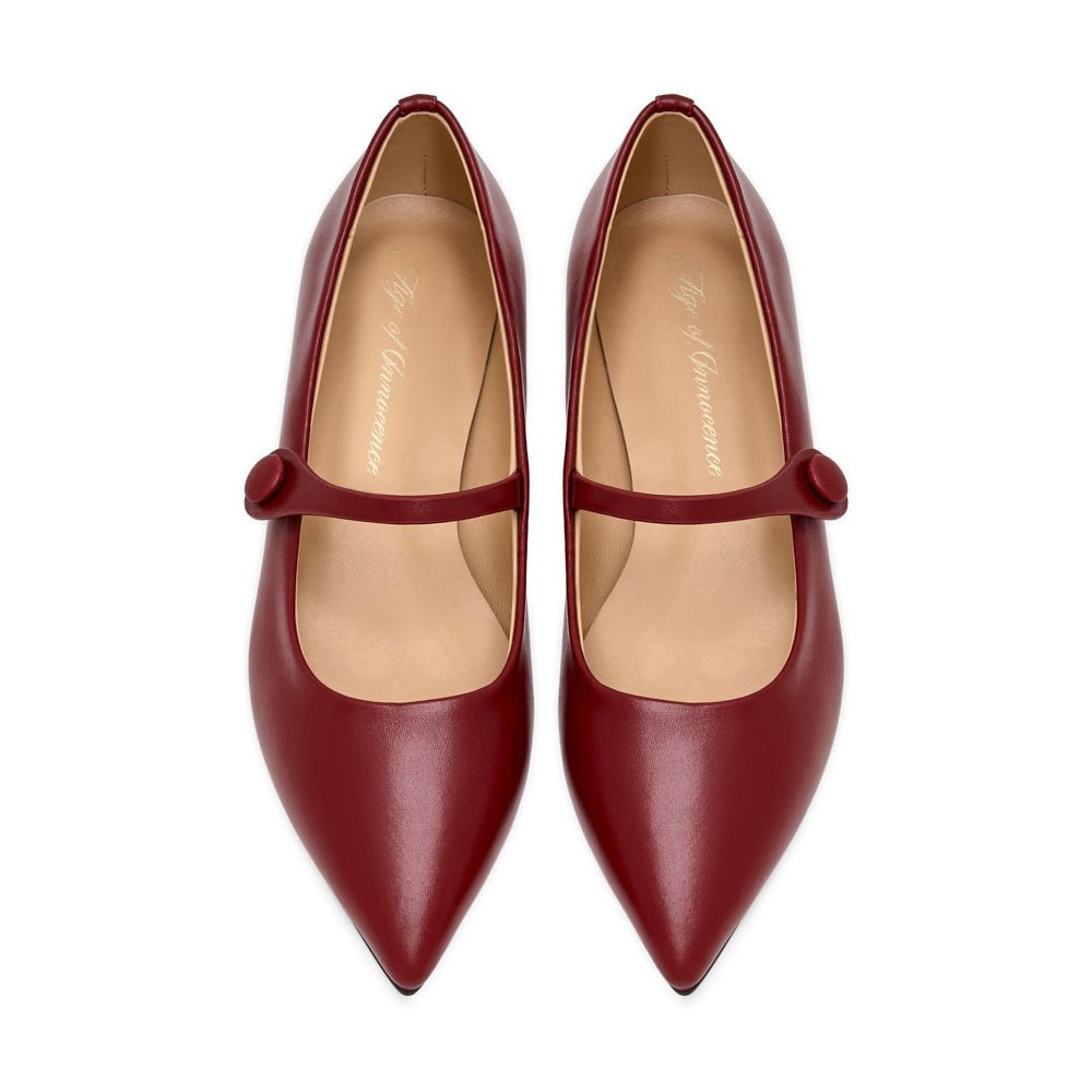 Thea Leather Burgundy Flats Shoes Age of Innocence Women