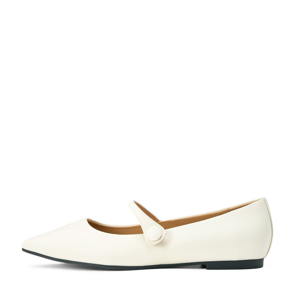 Thea Leather White Flats Shoes Age of Innocence Women