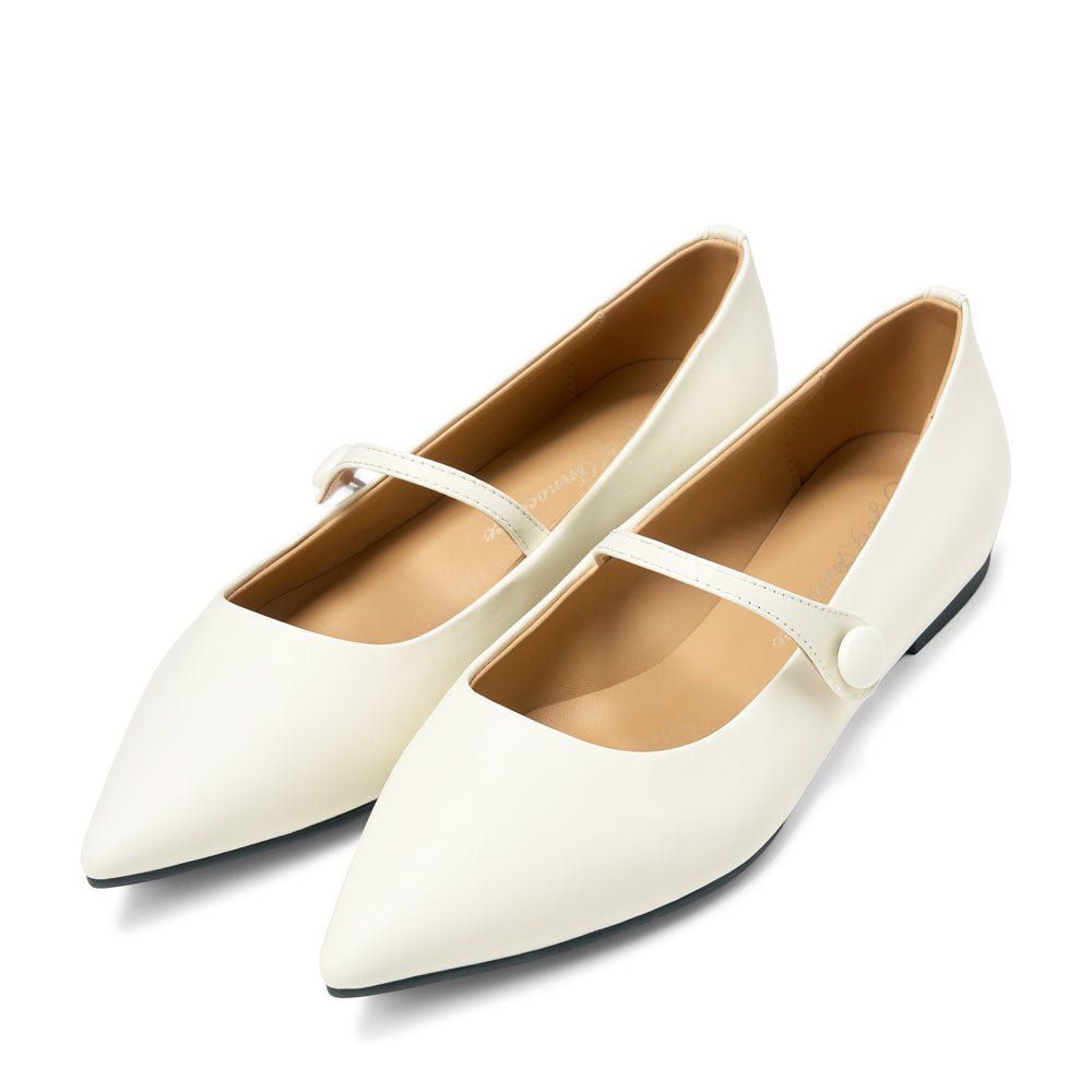 Thea Leather White Flats Shoes Age of Innocence Women