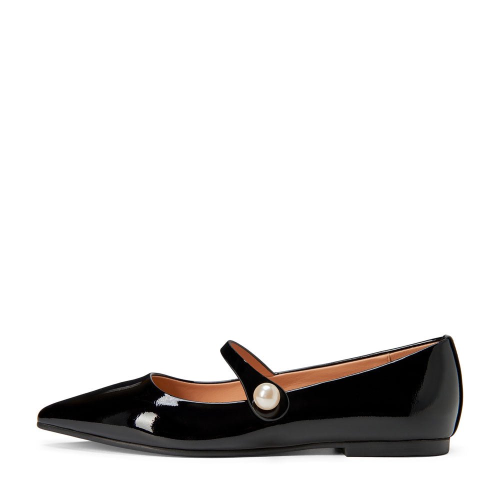 Thea Pearl Black Flats Shoes Age of Innocence Women