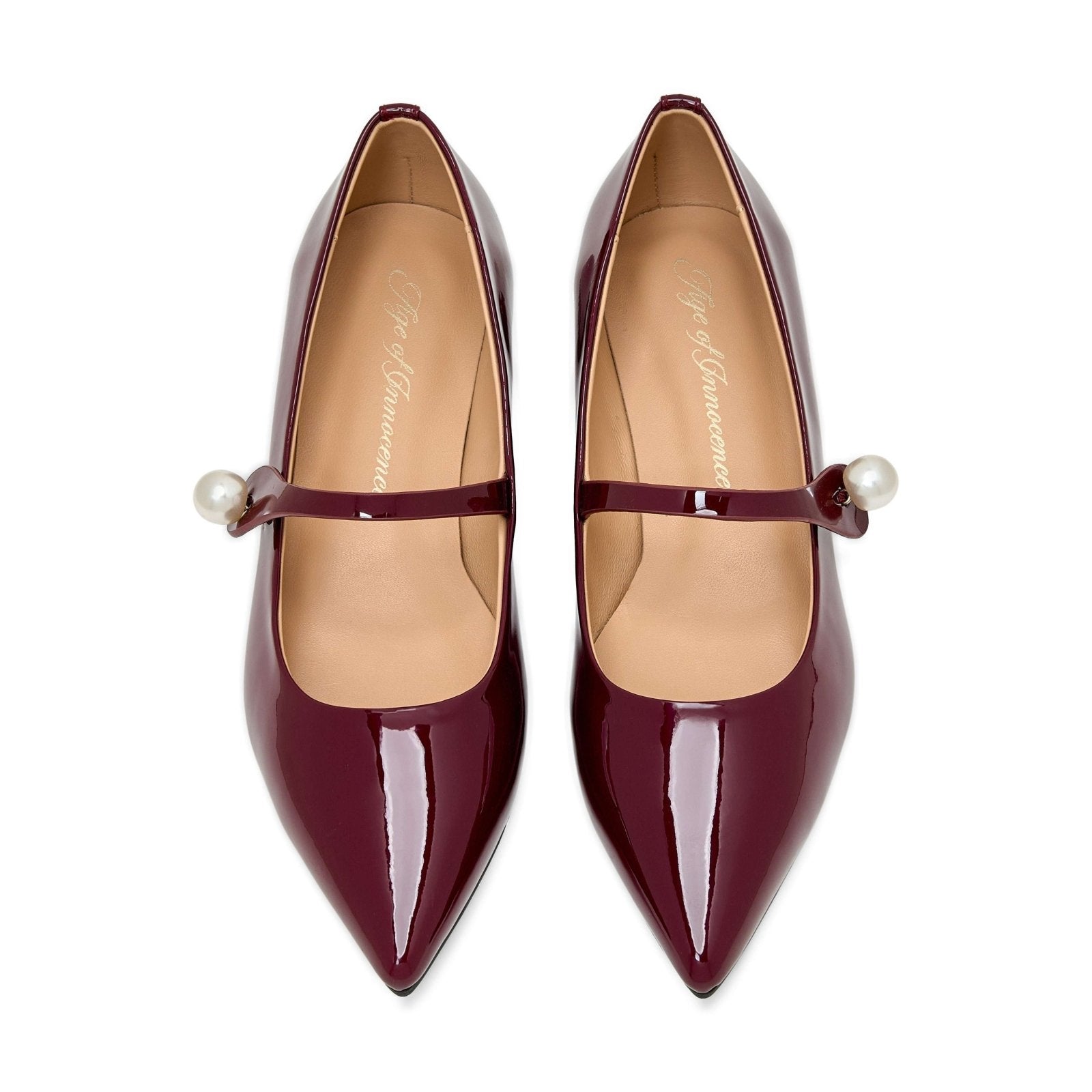 Thea Pearl Burgundy Flats Shoes Age of Innocence Women