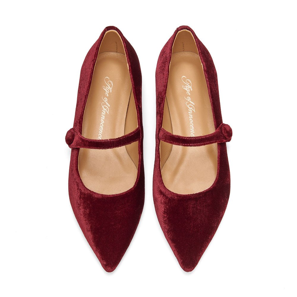 designer Thea Velvet Burgundy Flats for girls by Age of Innocence Women