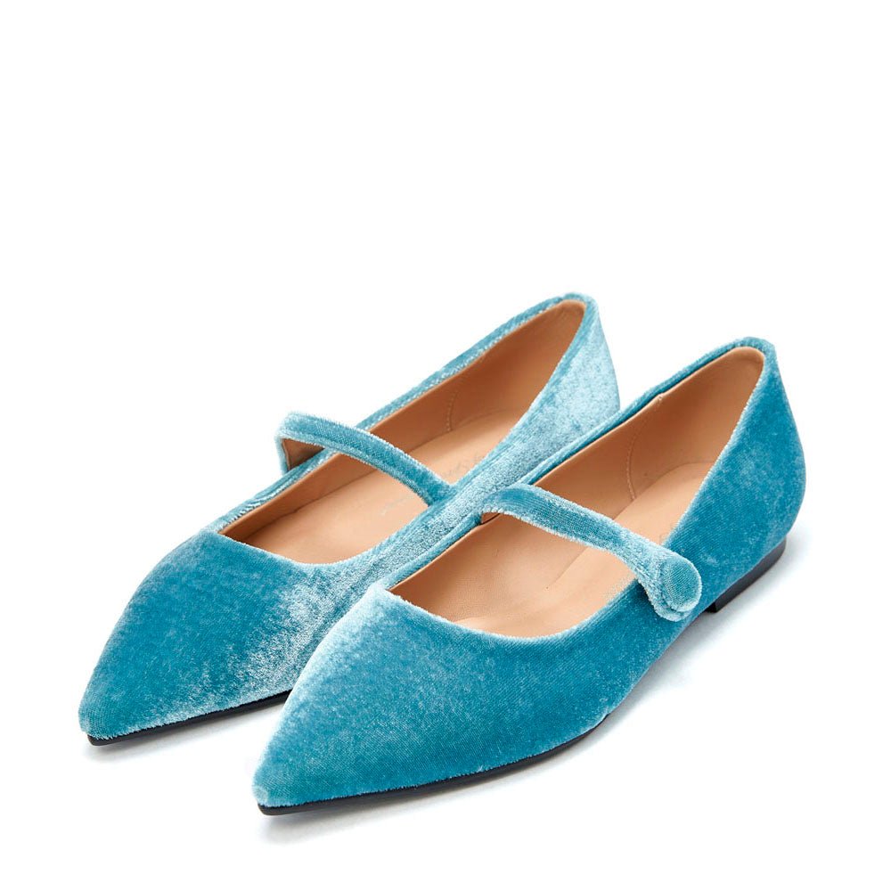 designer Thea Velvet Dark Blue Flats for girls by Age of Innocence Women