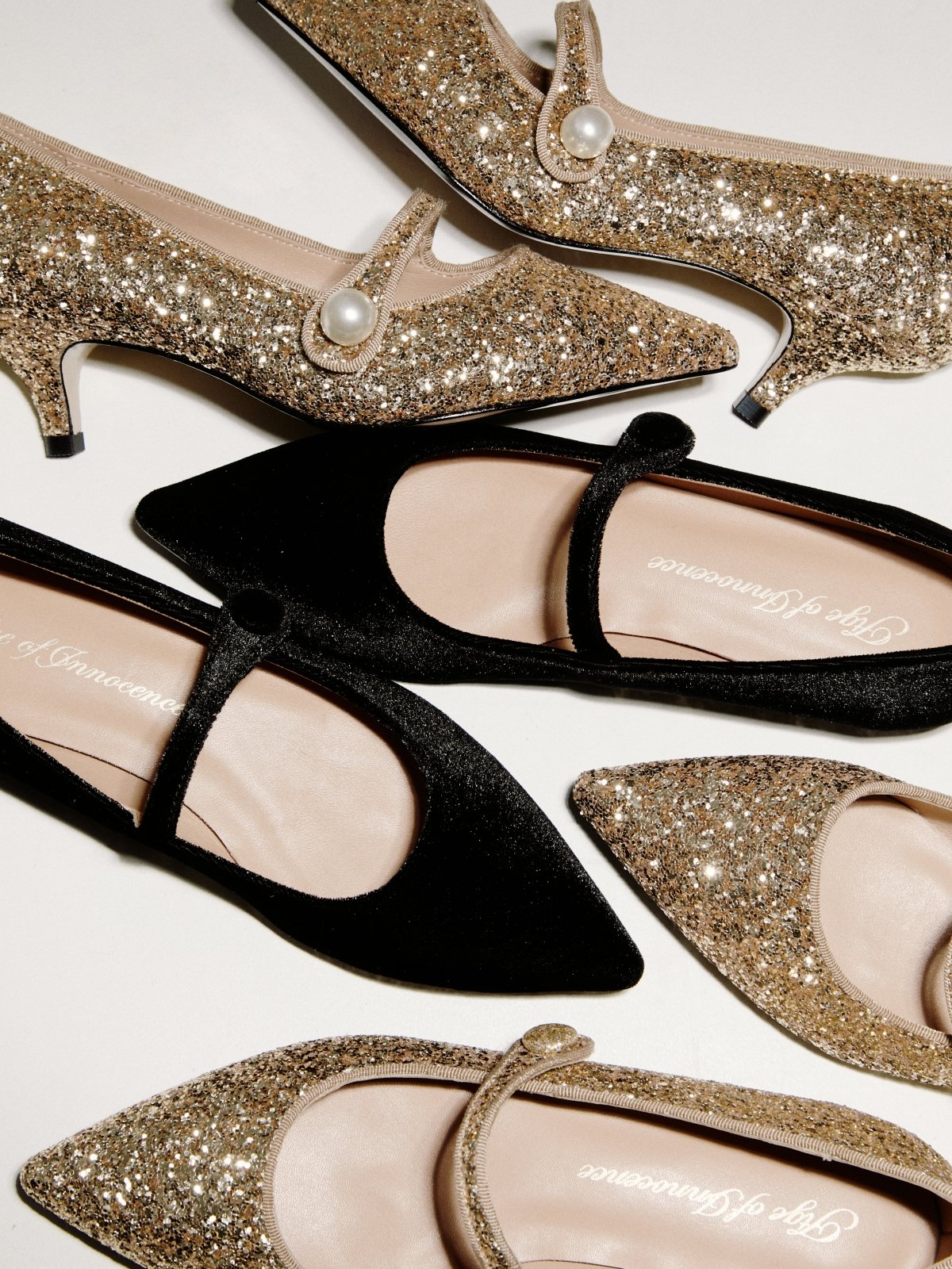 Yvonne Glitter Gold Shoes Shoes Age of Innocence Women