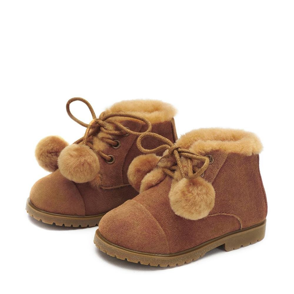 Zoey Pompon Brown Boots by Age of Innocence