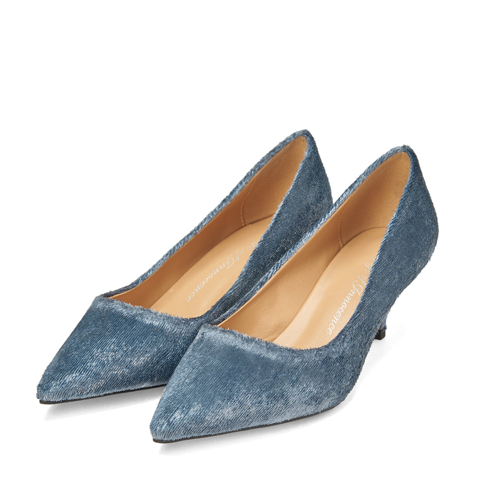 Juliette Velvet Blue Shoes by Age of Innocence