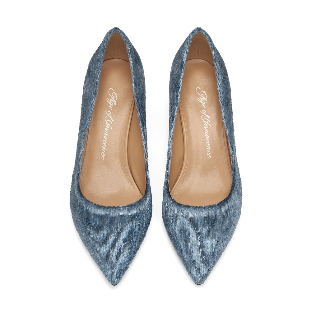 Juliette Velvet Blue Shoes by Age of Innocence