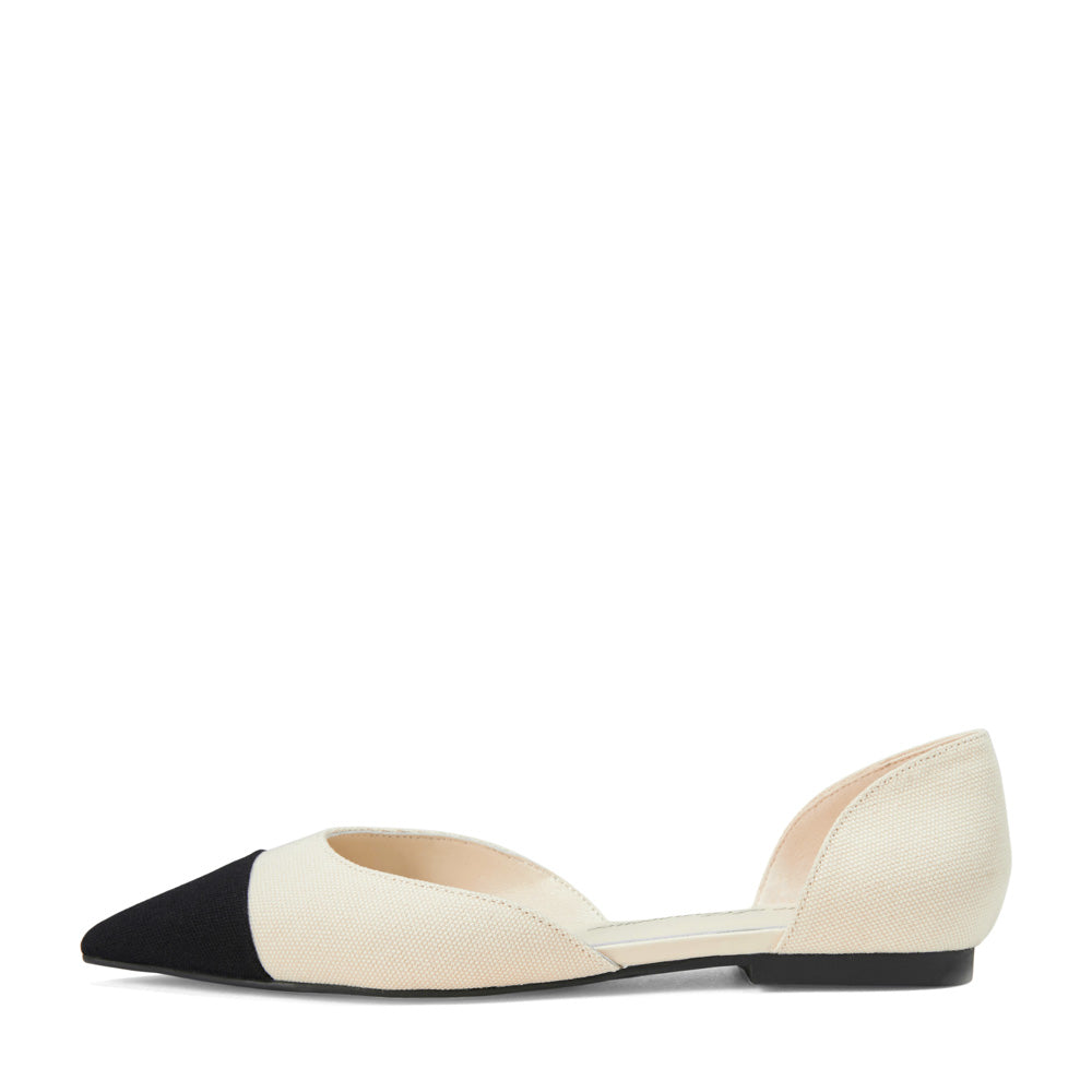 Sandra Canvas White/Black Flats Shoes Age of Innocence Women
