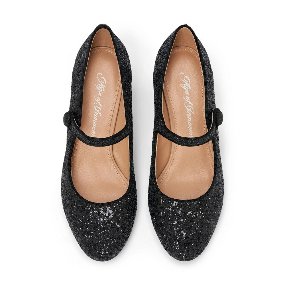 Gemma Glitter Black Pumps Shoes Age of Innocence Women