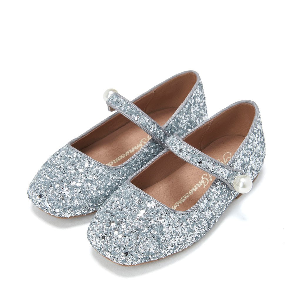 Gloria Silver Flats Shoes Age of Innocence