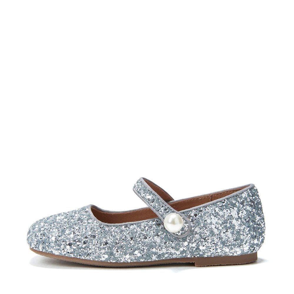 Gloria Silver Flats Shoes Age of Innocence