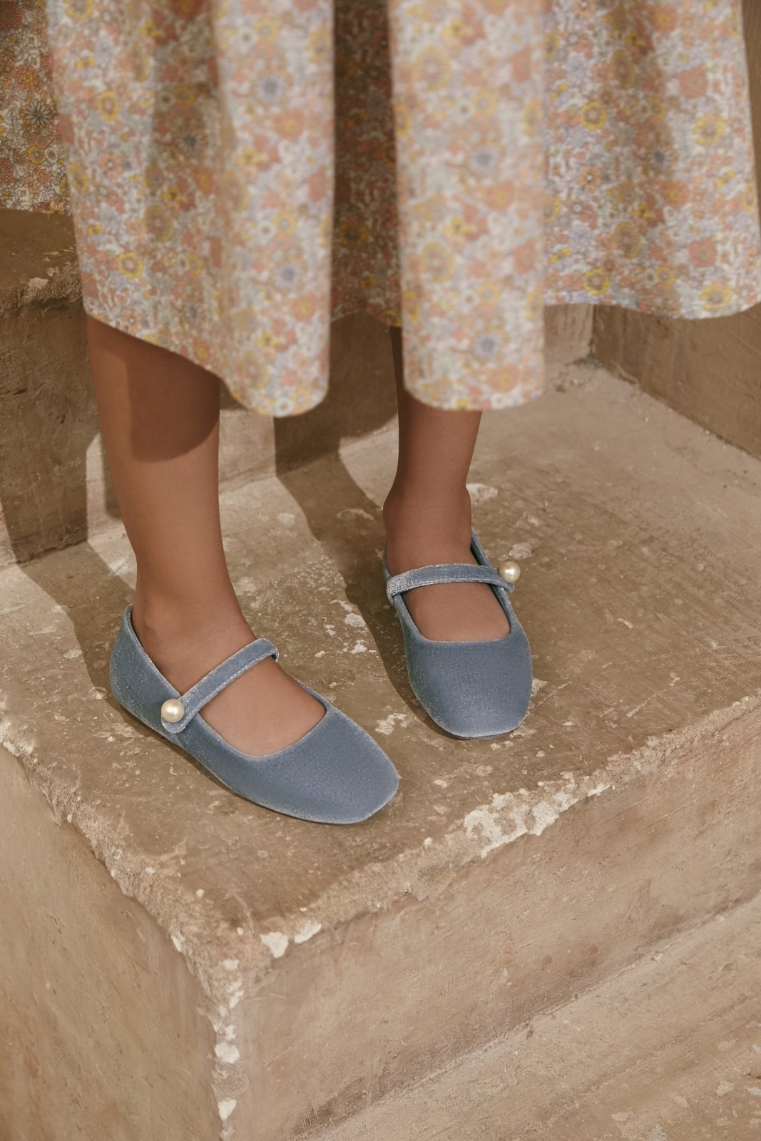 Gloria Velvet Blue Shoes Age of Innocence