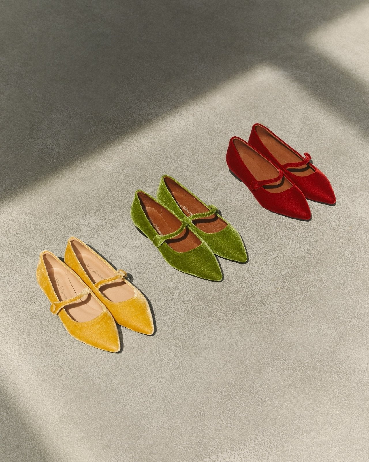 Thea Velvet Red Flats Shoes Age of Innocence Women