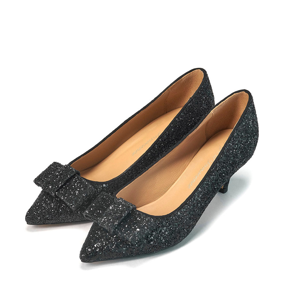 Jacqueline Glitter Black Shoes by Age of Innocence