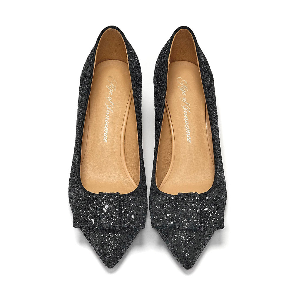 Jacqueline Glitter Black Shoes Age of Innocence Women