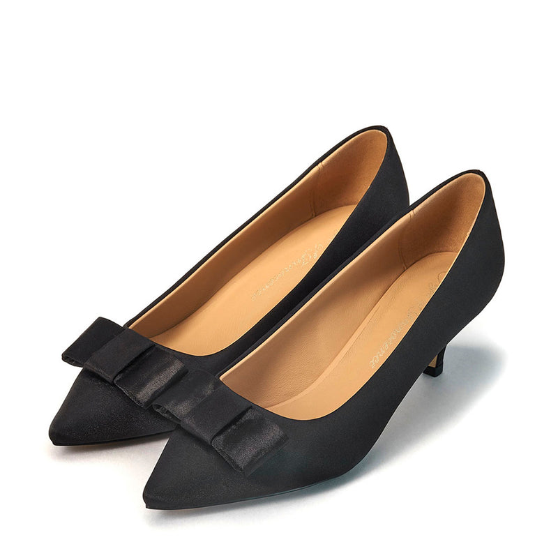 Jacqueline Satin Black Shoes by Age of Innocence