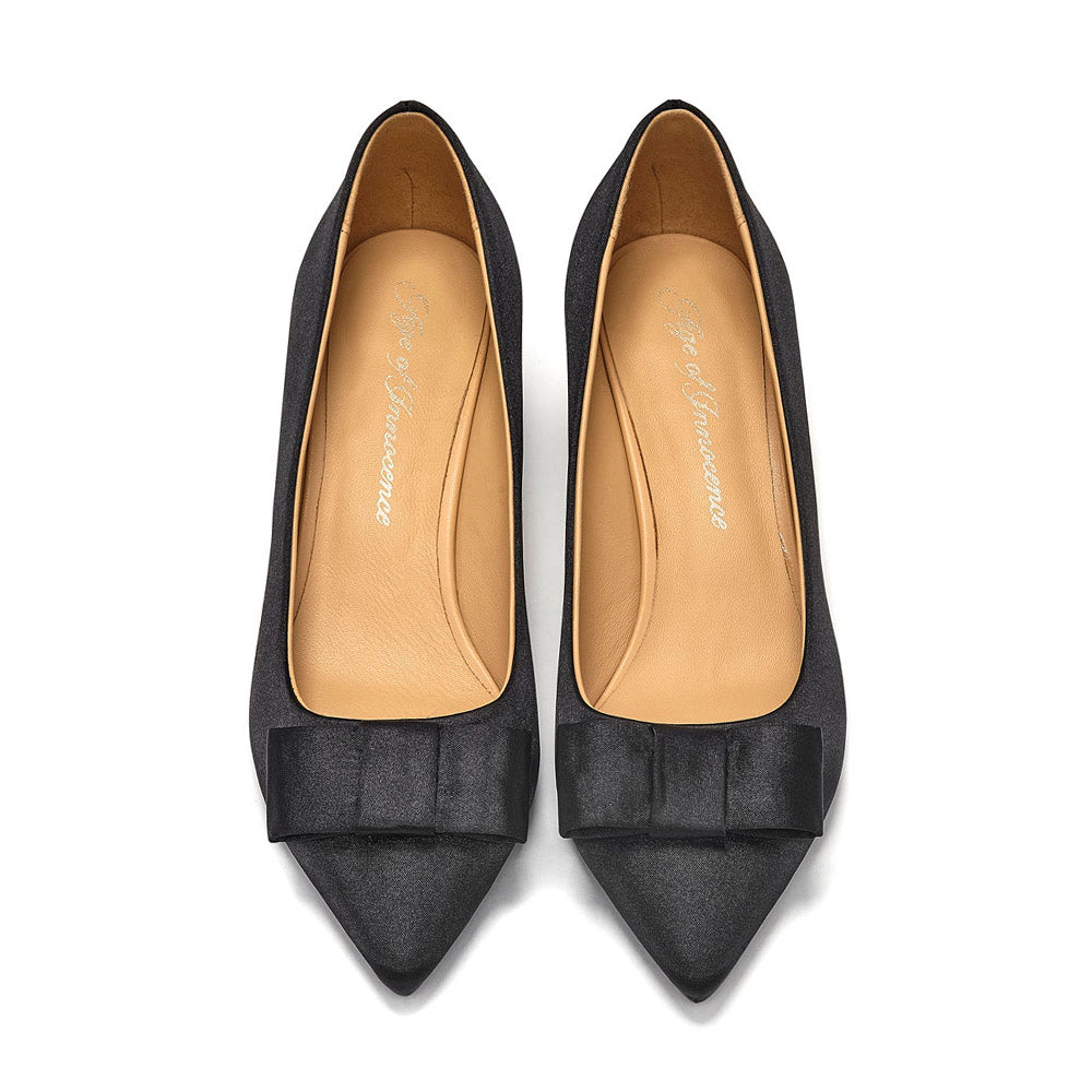 Jacqueline Satin Black Shoes Age of Innocence Women