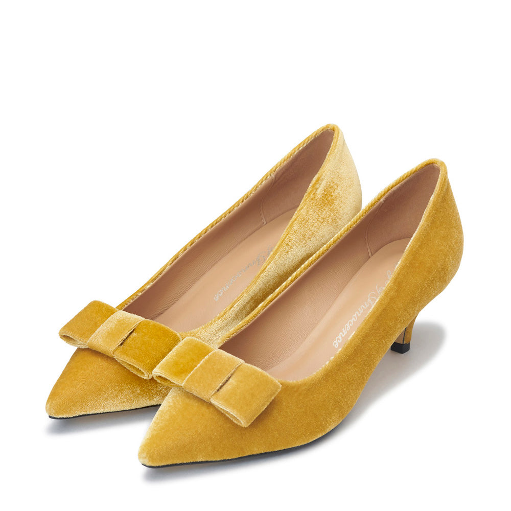 Jacqueline Velvet Mustard Shoes by Age of Innocence